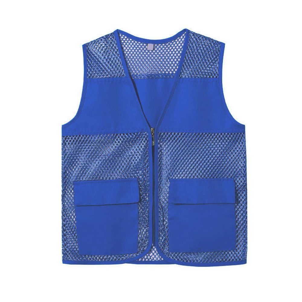 Altsuceser Adult Mesh Volunteer Activity Vest Supermarket Uniform Vests Clerk Workwear with Pockets Royal Blue 4XL