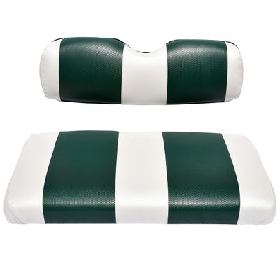 Seat Cover Replacement for Club Car Post-2000 DS Golf Cart - Front Bench Seat - Premium Marine Vinyl - 5 Panel Stitching - Staple On Installation - Two-Tone Golf Cart Seat Covers (White & Green)