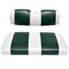Seat Cover Replacement for Club Car Post-2000 DS Golf Cart - Front Bench Seat - Premium Marine Vinyl - 5 Panel Stitching - Staple On Installation - Two-Tone Golf Cart Seat Covers (White & Green) view 1