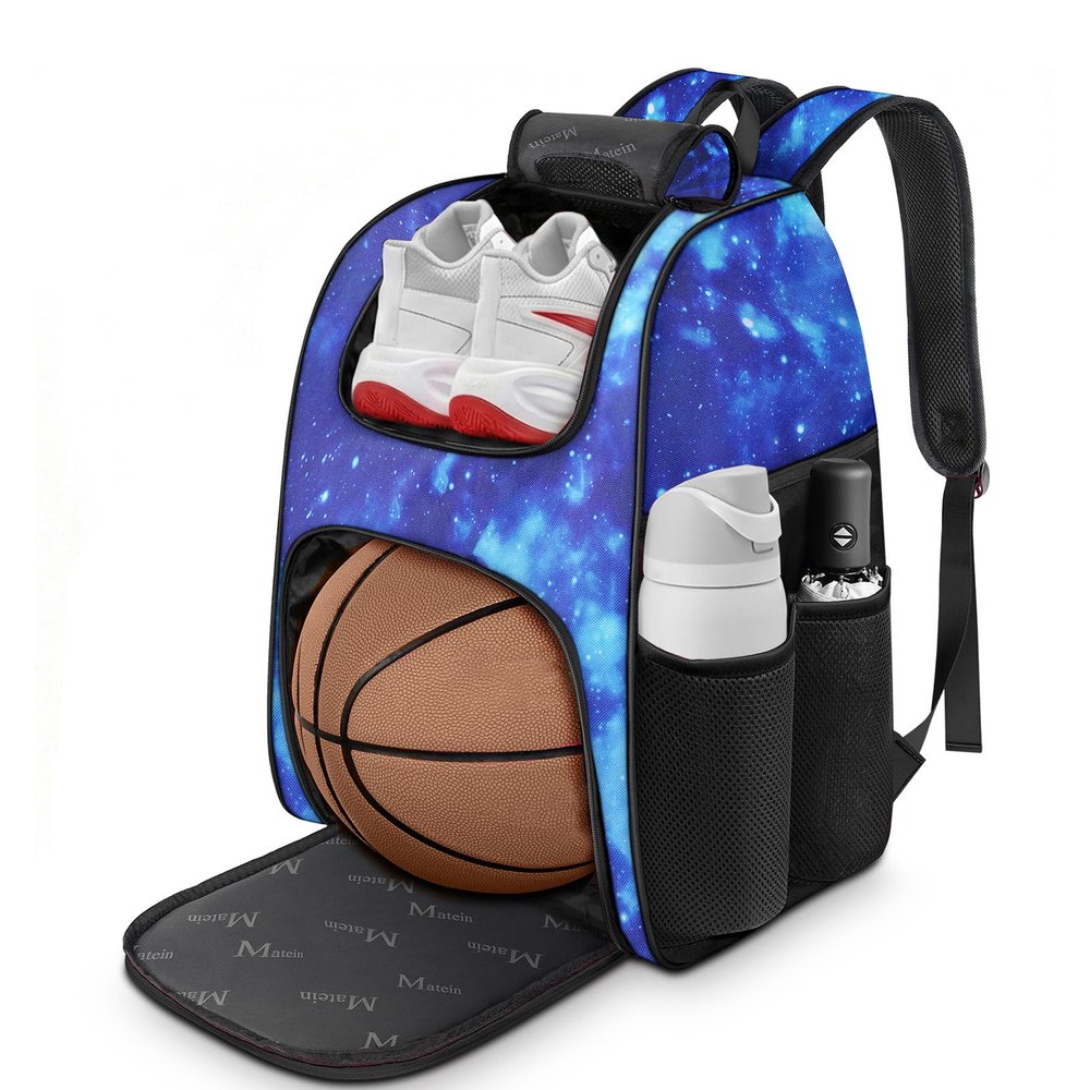 MATEIN Basketball Bag, Sturdy Soccer Bag with Ball Holder & Shoe Compartment, Large Basketball Backpack for Training Equipment, Water Resistant Sports Ball Backpack Fits Volleyball Football, Colorful