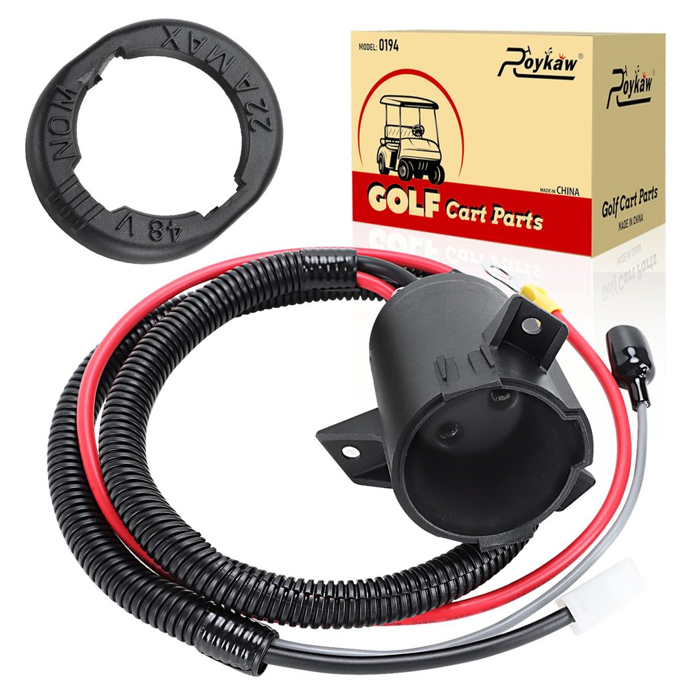 Roykaw Golf Cart 48 Volts DC Charger Receptacle with Socket Trim Kits Fit for Club Car Precedent 2004-2013 Electric Golf Cart, OEM#103375501,102510201,102516901