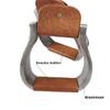 UNISTRENGH Western Horse Saddle Stirrups Aluminum Leather Tread Patterns Engraved for Equestrian Sports Saddles Accessories (125mm, Dark Brown) view 2