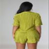 PRIVIMIX Women 2 Piece Pleated Set Short Sleeve Pants Plisse Matching Colorful Outfits Summer Vacation Button Down Y2k Shirt view 4