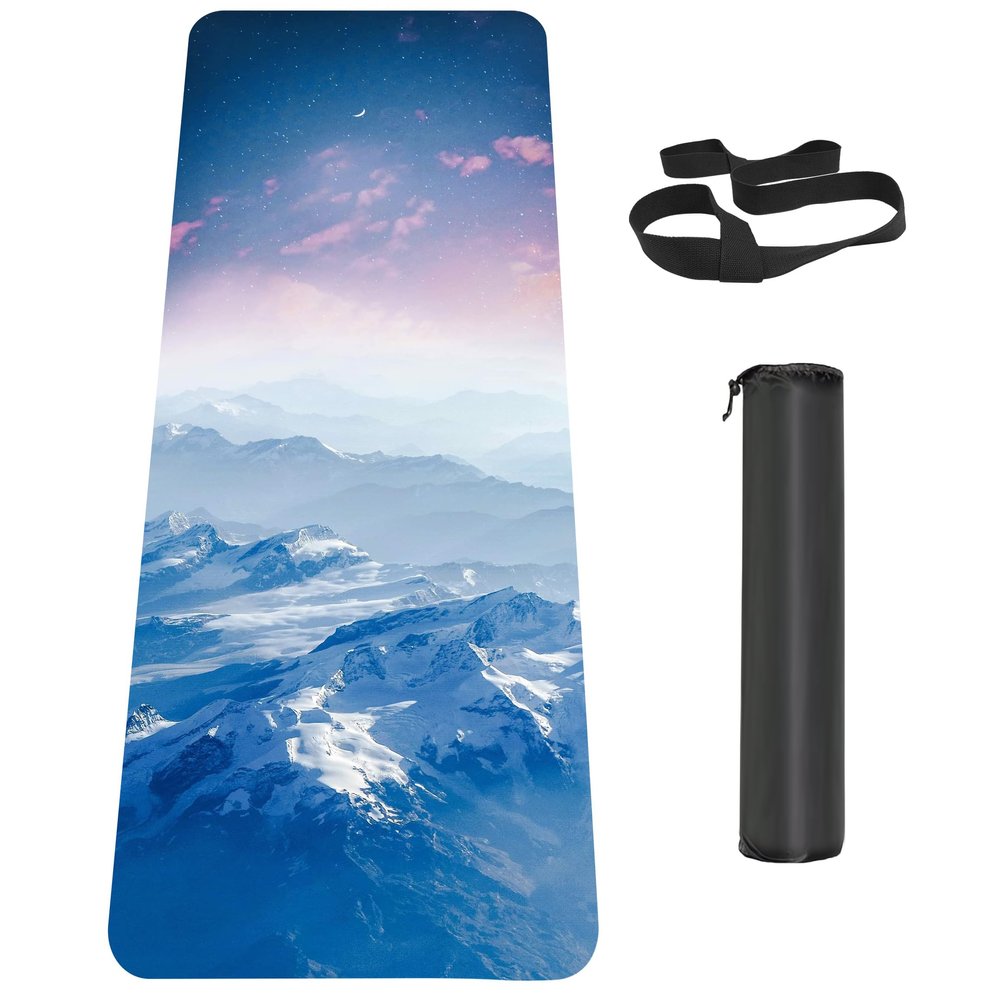 Knsbk Non Slip Yoga Mat TPE Workout Mat for Men Women, Thick Workout Mat with Carrying Strap, Fitness Mats for Exercise, Yoga, Fitness, Pilates, Floor Workouts (72" x 24" x 6mm)