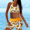 Womens Swimsuit 3-Piece Set Sleeveless Tankinis Tank Top Bathing Suit Tummy Tucking Boyshorts Swimwear with Bras (Yellow, M) view 3
