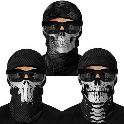 Red Plume 3PCS Balaclava Ski Mask Motorcycle Full Face Mask Outdoor Tactical Hood Headwear Mask Unisex for Cycling Halloween Windproof