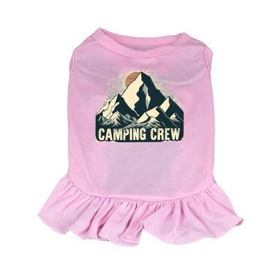 Camping Crew Dog Sundress - Landscape Dog Dress Shirt - Cool Design Dog Clothing - Pink, L