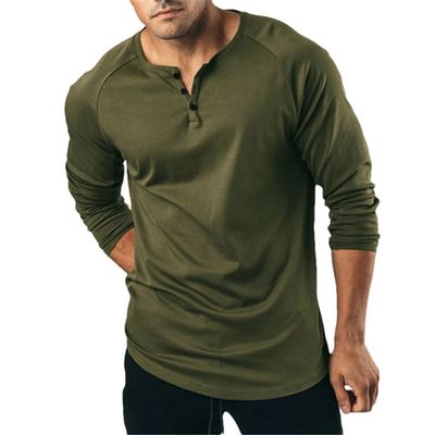 Dninmim Men T Shirt Long Sleeve Men Cotton Tshirt Men's Solid Color T-Shirt