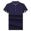 JEsilunmaMY Men's Casual Stand Collar Henley T-Shirt Short Sleeve Slim Fit Polo Tee Shirt Slim Fit Lightweight Hipster Shirt (Dark Blue,180) view 1