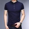JEsilunmaMY Men's Casual Stand Collar Henley T-Shirt Short Sleeve Slim Fit Polo Tee Shirt Slim Fit Lightweight Hipster Shirt (Dark Blue,180) view 4