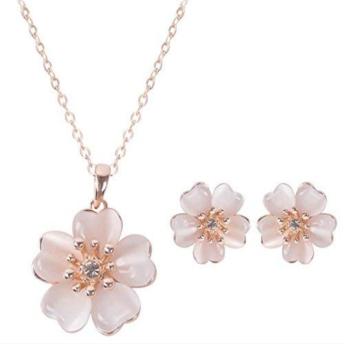 Small Fresh Flower Necklace+Earrings Set Jewelry Earrings For Women Stylish Fashion Book