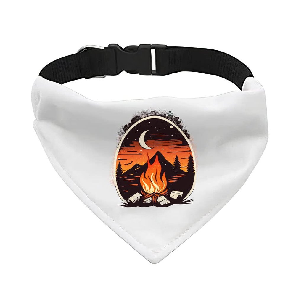Campfire Design Pet Bandana Collar - Cute Scarf Collar - Themed Dog Bandana - L