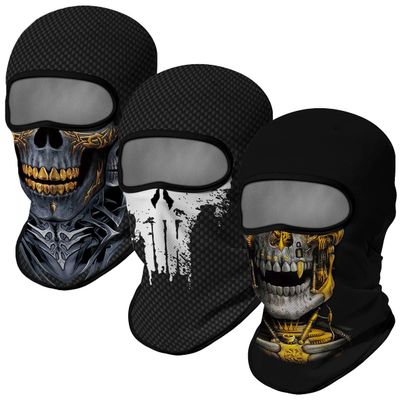 Red Plume 3PCS Balaclava Ski Mask Motorcycle Full Face Mask Outdoor Tactical Hood Headwear Mask Unisex for Cycling Halloween Windproof