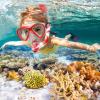 Kids Snorkel Set Dry Top Snorkeling Gear for Kids Youth Boys Girls Junior Age 5-15,Tempered Glass Swimming Diving Mask and Snorkel Set 180 Degree Panoramic View (Red) view 2