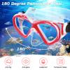 Kids Snorkel Set Dry Top Snorkeling Gear for Kids Youth Boys Girls Junior Age 5-15,Tempered Glass Swimming Diving Mask and Snorkel Set 180 Degree Panoramic View (Red) view 3