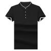 JEsilunmaMY Men's Casual Stand Collar Henley T-Shirt Short Sleeve Slim Fit Polo Tee Shirt Slim Fit Lightweight Hipster Shirt (Black,180) view 1