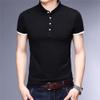 JEsilunmaMY Men's Casual Stand Collar Henley T-Shirt Short Sleeve Slim Fit Polo Tee Shirt Slim Fit Lightweight Hipster Shirt (Black,180) view 2
