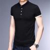 JEsilunmaMY Men's Casual Stand Collar Henley T-Shirt Short Sleeve Slim Fit Polo Tee Shirt Slim Fit Lightweight Hipster Shirt (Black,180) view 3