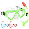 Kids Snorkel Set Dry Top Snorkeling Gear for Kids Youth Boys Girls Junior Age 5-15,Tempered Glass Swimming Diving Mask and Snorkel Set 180 Degree Panoramic View (Green) view 1