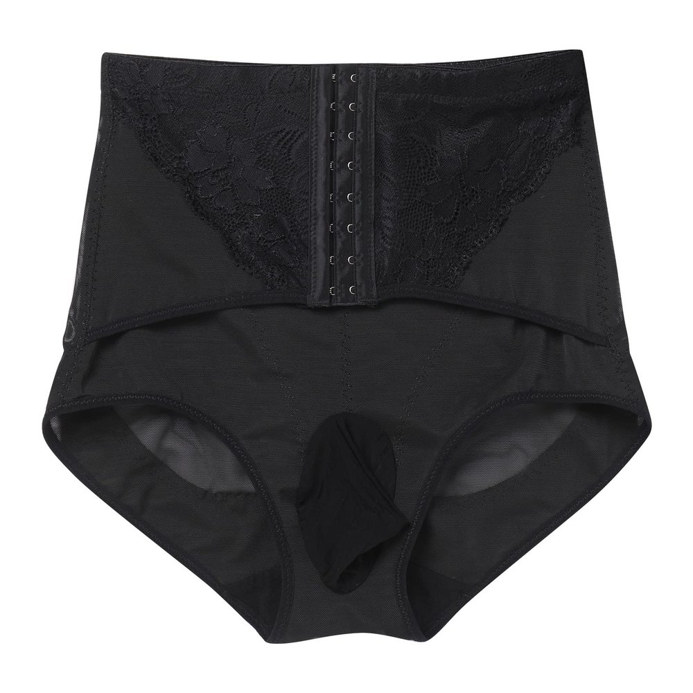ABAFIP Men's Tummy Control Shapewear Underwear High Waist Body Shaper Slimmming Waist Cinchers Trainer Corset Lace Briefs Crossdress Lingerie Black-floral 3X-Large(US X-Large)