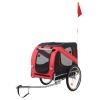 PEXMOR Dog Bike Trailer, Folding Bike Trailer for Dogs, Pet Trailer Cart for Bicycle, Bike Cargo Wagon Carrier Attachment w/Universal Hitch & 20" Quick Release Wheel Red view 1