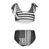 Aflyko 4th of July Girls' Swimwear Stars Stripes Hockey Stick 2-Piece Bikini Set Summer Swimsuit Vacation Bathing Suit Hawaii Beachwear Water Sport Independence Day Tankini Set 9-10T view 2