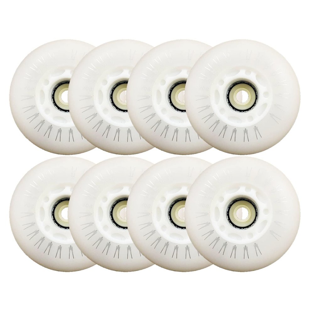 JHKJ Inline Skate Wheels 90A Light Up Inline Skate Replacement Wheels Multiple Sizes Luminous Flash Roller Skate Wheels,White,56mm