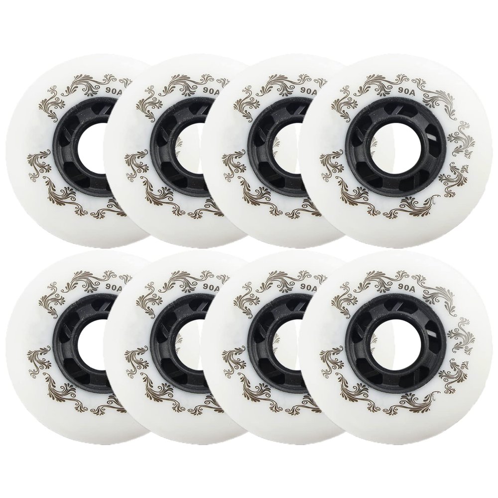 JHKJ Inline Skate Wheels 72mm/ 76mm/ 80mm Inline Skate Replacement Wheels Used on Roller Hockey Skates Break Wheels Luggage Wheels Etc,White,76mm