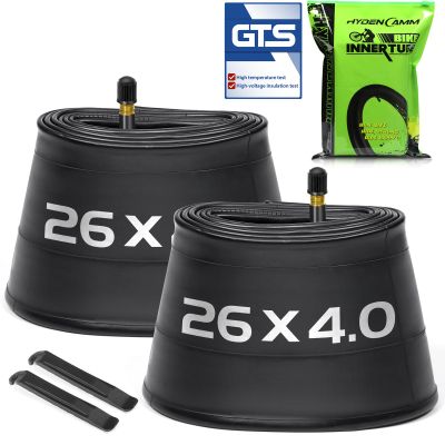2 Pack 26x4 Fat Bike Tube with AV 32mm Valve, Premium Butyl Rubber 26 x 3.50 26x3.60 26x3.80 Fat Tire Bike Tubes with 2 Tire Levers, 26x4 Bike Tube for Road/MTB/E Bike by Hydencamm(2 of One Size)