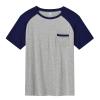 MoFiz Mens Pajamas Sleepwear Short Sleeve Lightweight Soft Top Shorts Lounge Set Soft Summer Pjs Sleep Set Navy Blue +Light Grey S view 3
