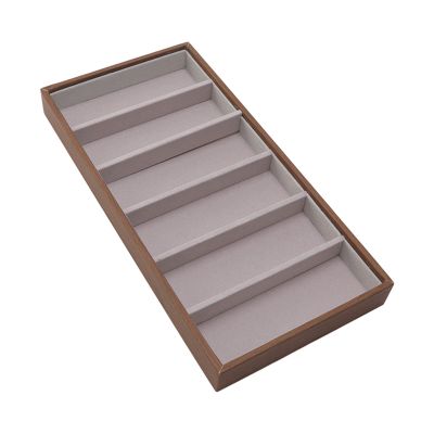 AUNMAS Sunglasses Organizer Storage Tray, 6 Grids Wood Grain Eyewear Watch Holder, PU Jewelry Tray for Drawer Glasses Storage Case