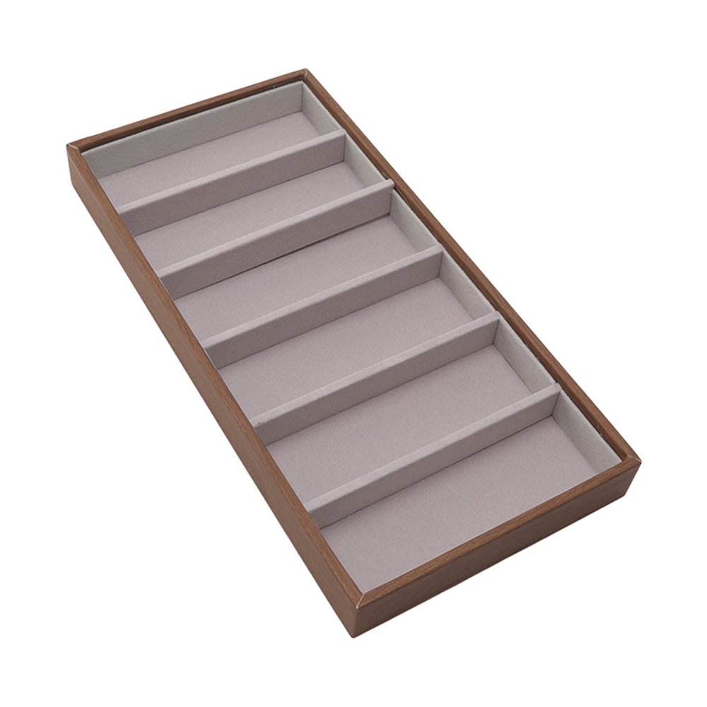 AUNMAS Sunglasses Organizer Storage Tray, 6 Grids Wood Grain Eyewear Watch Holder, PU Jewelry Tray for Drawer Glasses Storage Case