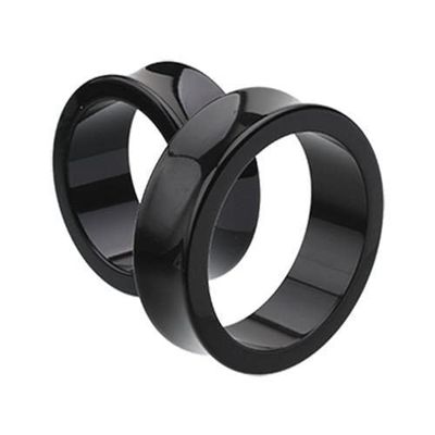 1 PAIR (2pcs) ACRYLIC TUNNELS Double Flare Gauges Solid Saddle Thin Ear Flesh Plugs 1037 (13/16" (20MM), Black)