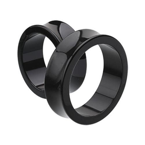 1 PAIR (2pcs) ACRYLIC TUNNELS Double Flare Gauges Solid Saddle Thin Ear Flesh Plugs 1037 (13/16" (20MM), Black)