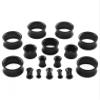 1 PAIR (2pcs) ACRYLIC TUNNELS Double Flare Gauges Solid Saddle Thin Ear Flesh Plugs 1037 (13/16" (20MM), Black) view 2