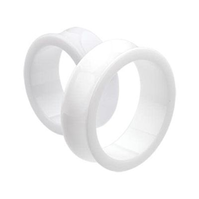 1 PAIR (2pcs) ACRYLIC TUNNELS Double Flare Gauges Solid Saddle Thin Ear Flesh Plugs 1037 (5/8" (16MM), White)