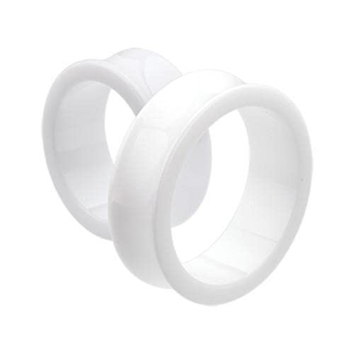 1 PAIR (2pcs) ACRYLIC TUNNELS Double Flare Gauges Solid Saddle Thin Ear Flesh Plugs 1037 (5/8" (16MM), White)