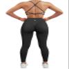SUUKSESS Women Seamless 2 piece Workout Sets Strappy Padded Sports Bra Booty High Waisted Leggings Outfits (Black,M) view 1
