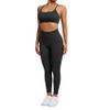 SUUKSESS Women Seamless 2 piece Workout Sets Strappy Padded Sports Bra Booty High Waisted Leggings Outfits (Black,M) view 2