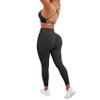 SUUKSESS Women Seamless 2 piece Workout Sets Strappy Padded Sports Bra Booty High Waisted Leggings Outfits (Black,M) view 3