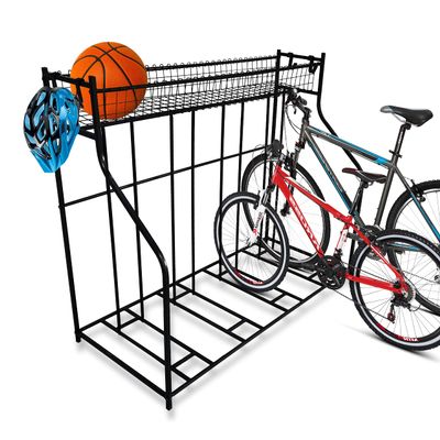 NineFit Basics Adjustable Bike Storage Rack, 4-Bike Hanging Rack with Removable Hooks, Steel Construction, Black