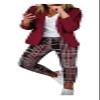 Women's Blazer Sets Women 2 Piece Outfits Open Front Blazer and Pants Set Business Work Suit Pantsuit Set for Women (US, Alpha, Small, Regular, Regular, Wine)