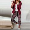 Women's Blazer Sets Women 2 Piece Outfits Open Front Blazer and Pants Set Business Work Suit Pantsuit Set for Women (US, Alpha, Small, Regular, Regular, Wine) view 2