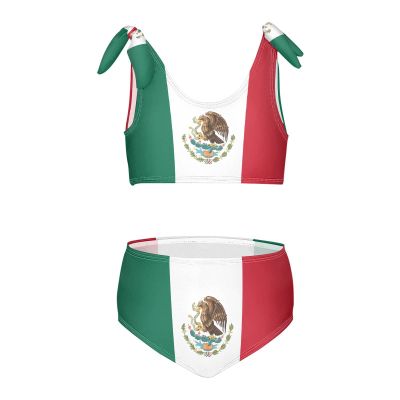 Aflyko Patriot Girls' Swimwear Flag of Mexico 2-Piece Bikini Set Summer Swimsuit Holiday Bathing Suit Hawaii Beachwear Pool Water Sport Tankini Set 4T