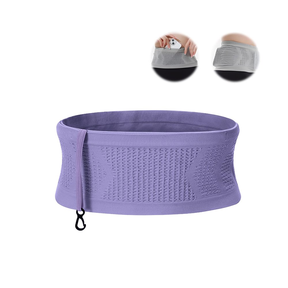 Multifunctional Knit Breathable Concealed Waist Bag, Universal Running Belt, Large Capacity Running Waist Fanny Pack, Adjustable Moisture Wicking Storage Belt Pack for Women Men (Purple, S)