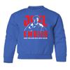 Embiid Make Philadelphia Great Again 2023 Basketball Youth Crewneck Sweatshirt (Royal, Youth Large) view 1