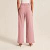 Solid Color Wide Leg Pants for Women Casual High Waisted Dress Pants Loose Fit Work Business Trousers (Pink, M) view 3