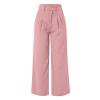 Solid Color Wide Leg Pants for Women Casual High Waisted Dress Pants Loose Fit Work Business Trousers (Pink, M) view 4