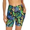 Cagola Swim Board Shorts Women 7" Swimwear Tummy Control Swimming Shorts Cross High Waisted Swimsuit Bottoms Green Leaf 3X-Large view 1