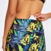 Cagola Swim Board Shorts Women 7" Swimwear Tummy Control Swimming Shorts Cross High Waisted Swimsuit Bottoms Green Leaf 3X-Large view 3